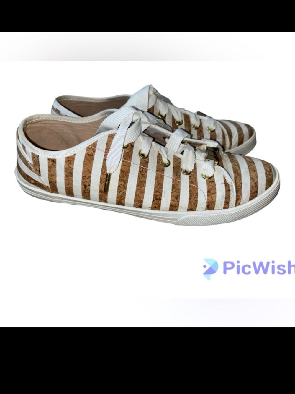 Kate Spade cork striped tennis shoes